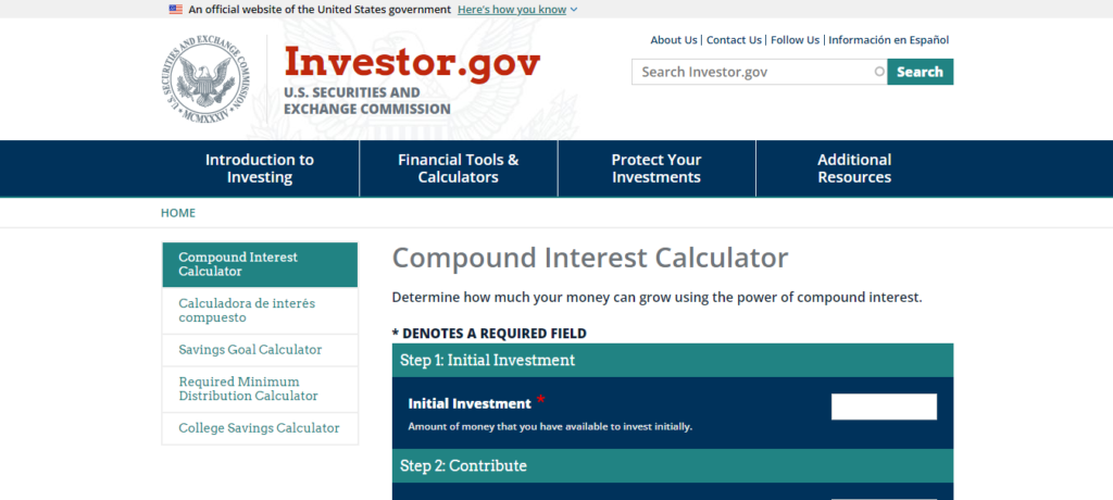 Investor.gov Compound Interest Calculator