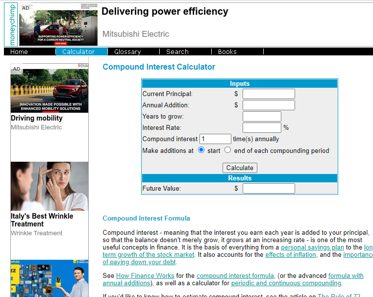 Moneychimp Compound Interest Calculator